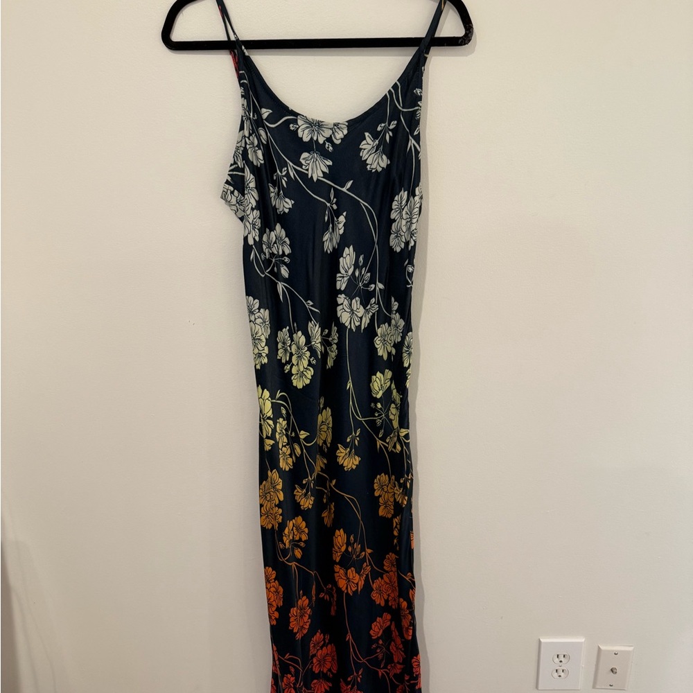 Anthropologie Blue and Orange Resort Slip Dress